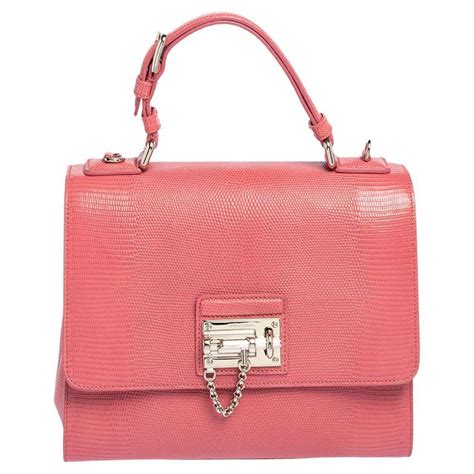 Dolce & Gabbana Pink Lizard Embossed Leather Medium Miss 